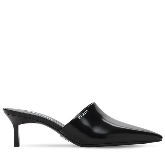 NEW Prada Logo Pointed Toe Mules in Black - Picture 1 of 11